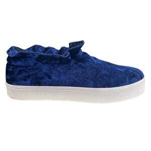 Opening Ceremony Women's Cici Blue Velvet Ruffle Slip On Sneaker Size 39 US 7